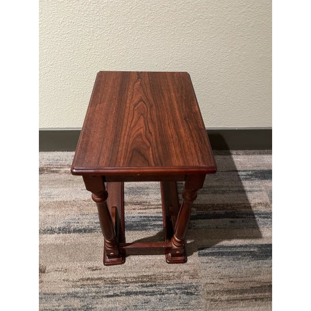 American Small Wooden Sofa Tray Table With Carved Spindle Legs For Sale - Image 3 of 12