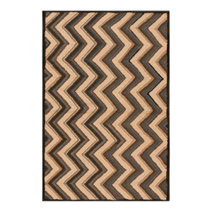 1960s Multicolor Zig Zag Vintage American Hooked Rug 4'6" X 6' Handknotted Wool Carpet