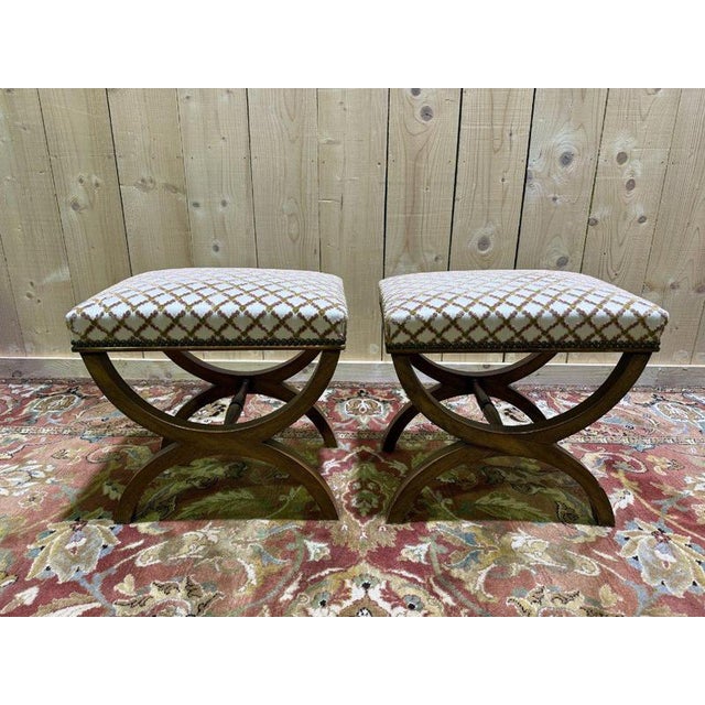 Curule Stools, Set of 2 For Sale - Image 4 of 9