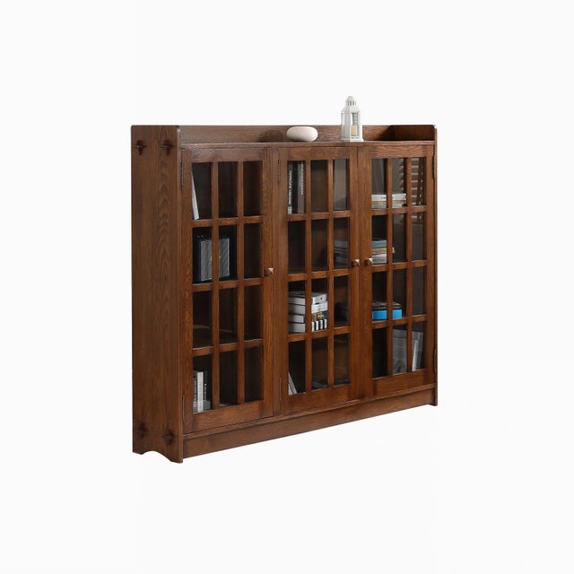 Mission Oak 3 Door Display Bookcase For Sale - Image 14 of 18