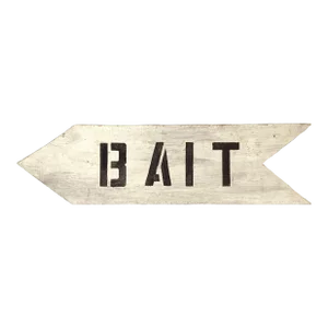 Vintage Arrow Shaped Wood Bait Sign