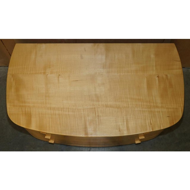 Bow Fronted Satin Birch Chest of Drawers and Side Tables from Baxter & Lee, Set of 3 For Sale - Image 4 of 18
