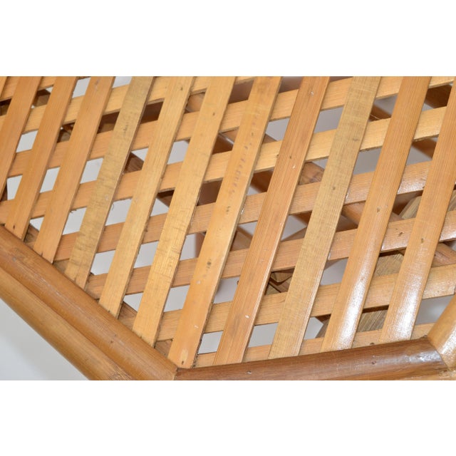 Wood Vintage Handcrafted Octagonal Bamboo Side Folding Table, Center Table 1970 For Sale - Image 7 of 13