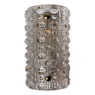 Bubble Crystal Glass and Brass Sconce by Carl Fagerlund for Orrefors, 1960 For Sale