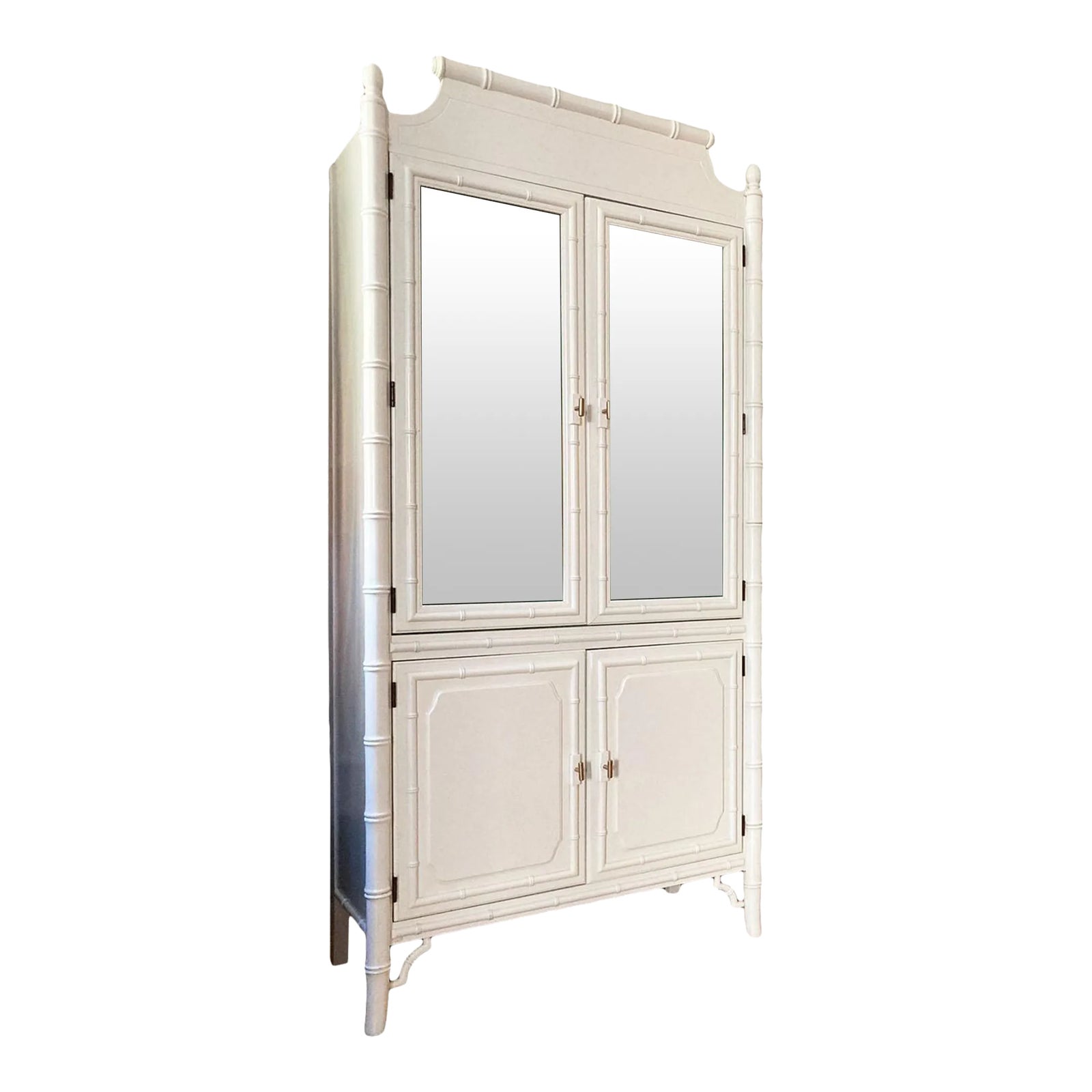 最新最全の Chinoiserie Vintage Century 20th Mid White Lacquered Green 工芸品