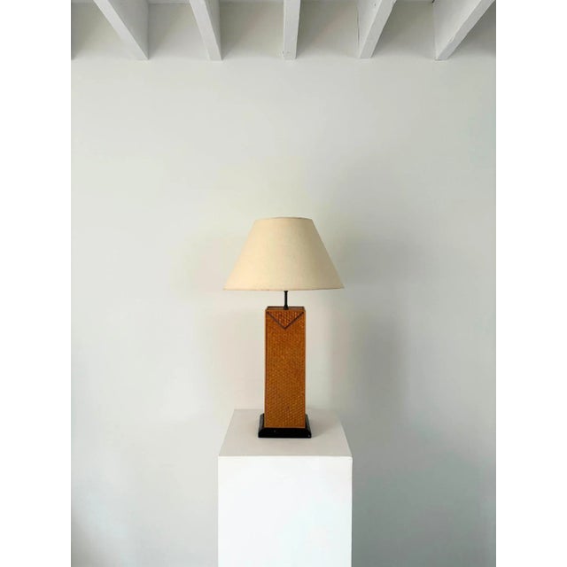 Mid-Century Modern Mid-Century Geometric Rattan Lamp, Italy, 1950s For Sale - Image 3 of 10