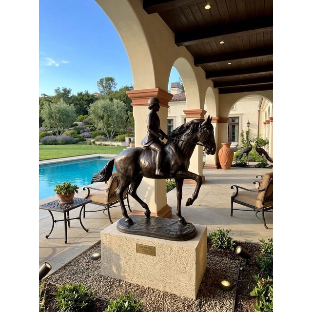 Metal Antique-Style Bronze Equestrian Sculpture of a Young Rider For Sale - Image 7 of 9