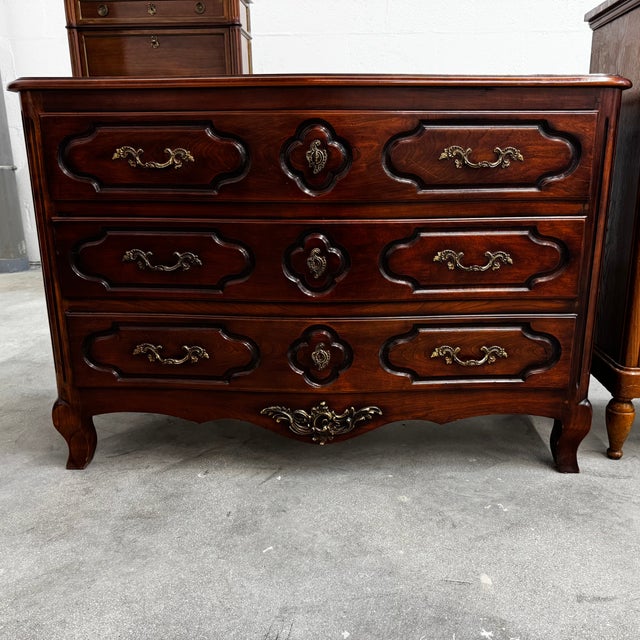 Louis XV Style Chest of Drawers in Walnut and Bronze Mounts, France, 1950 For Sale - Image 10 of 11