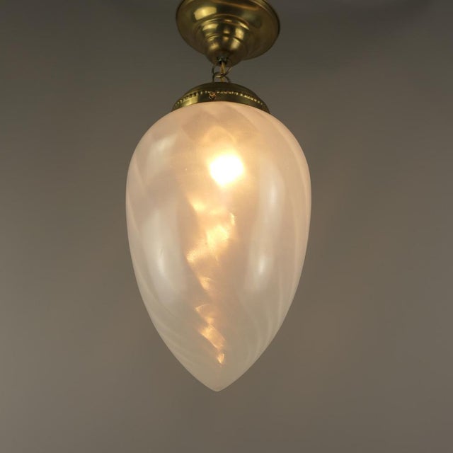 Metal Mid-Century Pendant Light with Drop-Shaped Murano Shade, 1960s For Sale - Image 7 of 9