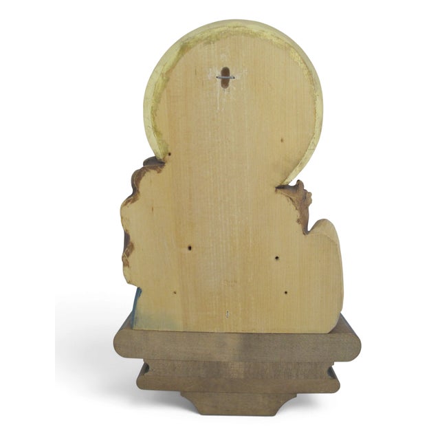 Anri Italy Wood Madonna With Diadem Mary Child Angel Juan Ferrandiz Wall Plaque For Sale - Image 9 of 11