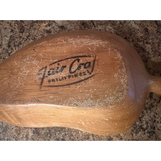 Vintage Boho Chic Leaf-Shaped Wooden Divided Bowl With Handle For Sale - Image 4 of 5