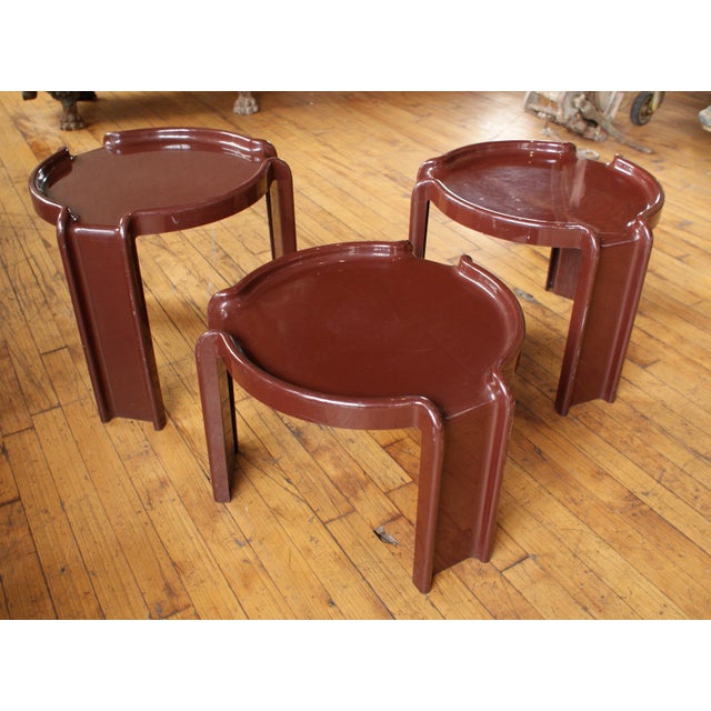 Giotto Stoppino for Kartell Chocolate Brown Nesting Tables Set of 3