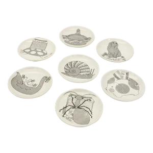 Mid Century Set of 7 Fornasetti Coasters - Assorted