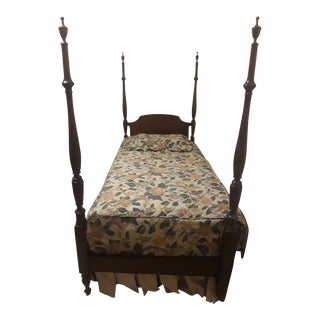 Kindel Solid Mahogany Four-Poster Carved Rice Bed For Sale
