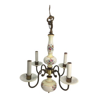 Early 20th Century Floral Porcelain Chandelier For Sale