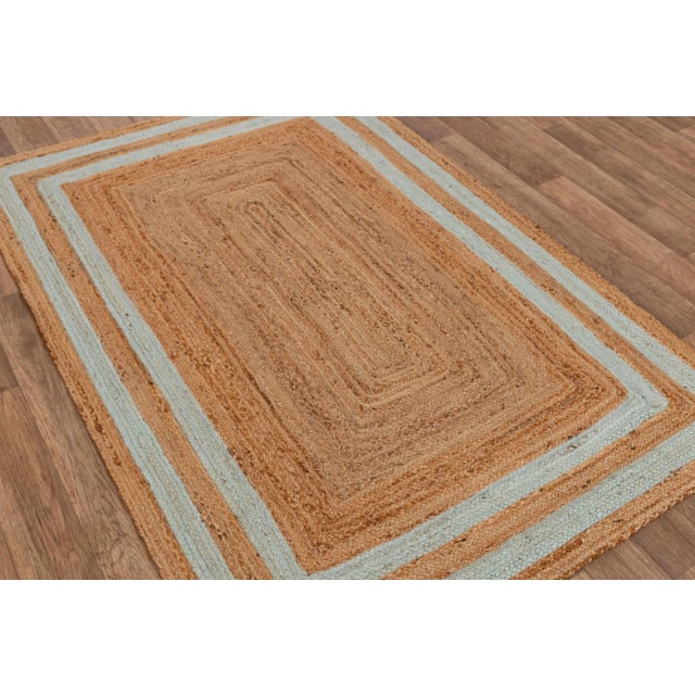 Textile Soft Sea Green Jute Braided Handmade Bohemian 2.6'x6' Runner For Sale - Image 7 of 11