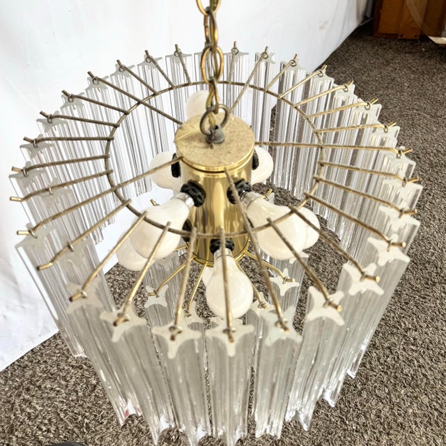 Transparent Art Deco Two Tear Lucite Chandelier For Sale - Image 8 of 9