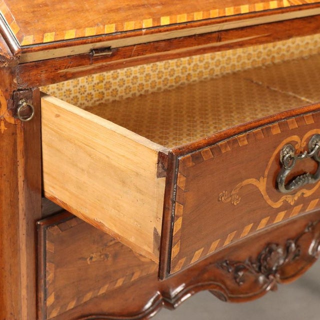 Baroque Walnut Bureau with Maple Inlays For Sale - Image 11 of 16