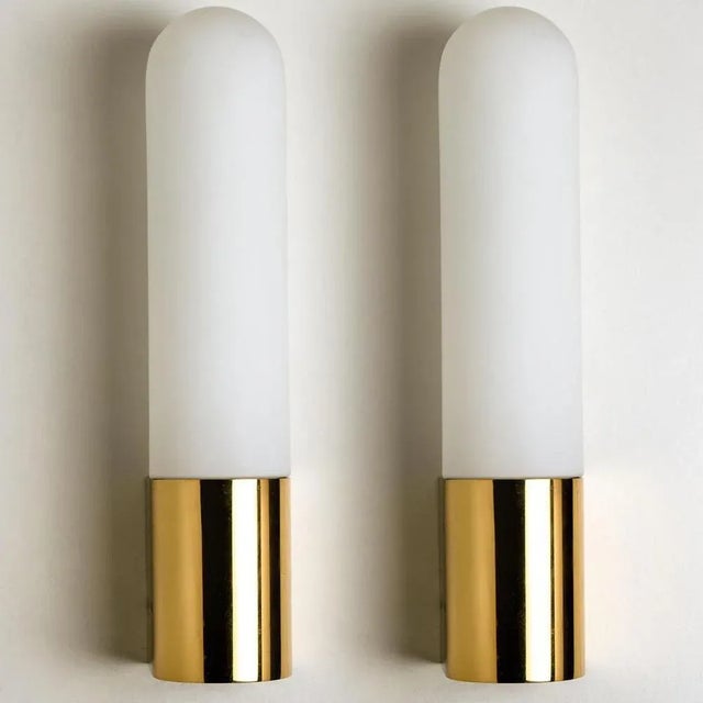 Opaque Glass and Brass Wall Light by Limburg, Germany, 1970s For Sale - Image 12 of 13