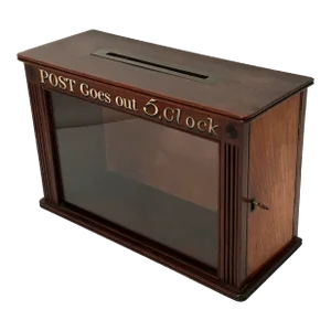 Authentic Antique American Victorian Mahogany Hotel Front Desk Outgoing Mail Box Circa Late 1800s