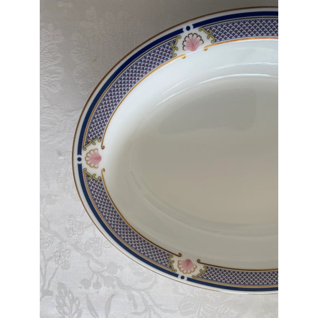 Late 20th Century Wedgwood Waverley Bone China Oval Serving Bowl Blue Design With Pink Shells Mint Condition. For Sale - Image 10 of 12