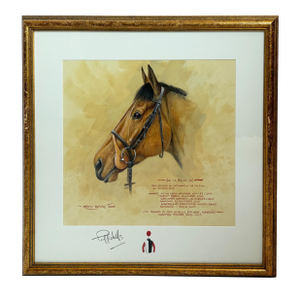 2000s "Hoo La Baloo" Vintage French Equestrian Watercolor Horse Painting by Martin Alford