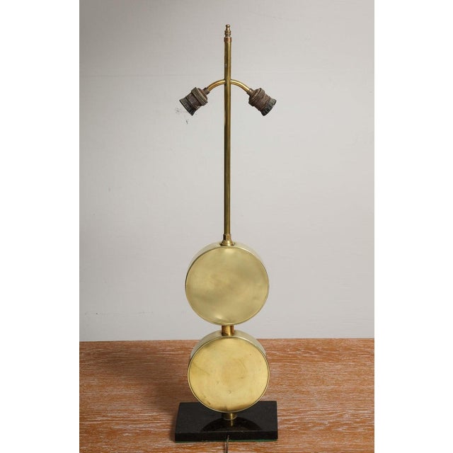 Sculptural Mid-Century Modern Brass Disc Lamps - a Pair For Sale - Image 4 of 10