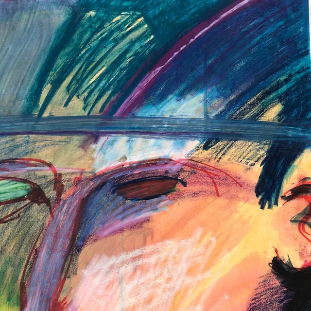 Vintage Large Original Pastel Abstract Portrait Drawing For Sale In Philadelphia - Image 6 of 9