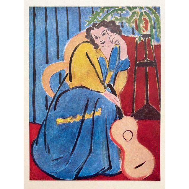 This Henri Matisse rare vintage 1946 limited edition French fine art lithograph print " Femme Assise et Guitare " 1939, is...