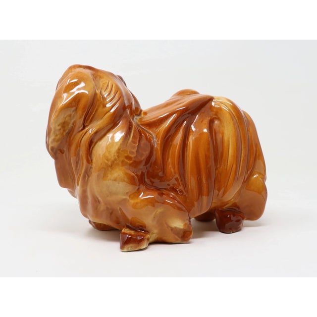 Vintage Ceramic Pekingese Dog Statue Figurine For Sale - Image 4 of 11