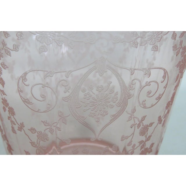 Metal Early 20th Century Fostoria Versailles Pink Depression Glass Ice Bucket With Metal Handle 4503b For Sale - Image 7 of 16