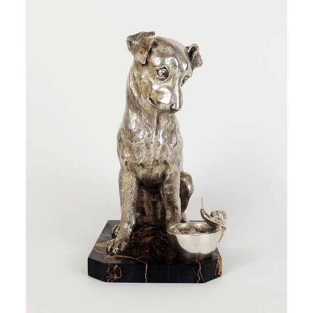 F Coffin, Jack Russell Dog Sculpture, 1920s, Bronze and Marble For Sale - Image 9 of 14