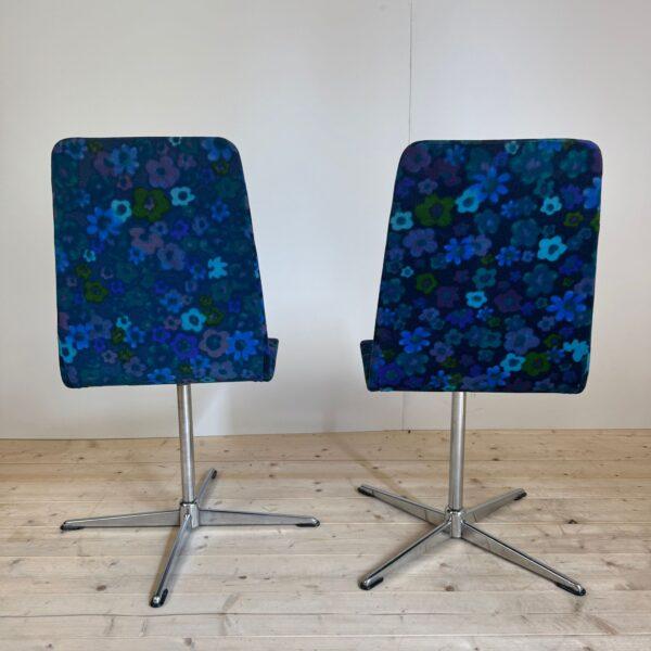 Danish Swivel Dining Chairs in Flower Power Fabric, 1960s, Set of 4 For Sale - Image 3 of 6
