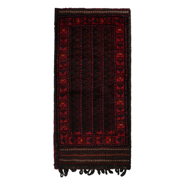 Red Rug & Kilim’s Baluch Scatter Rug in Burgundy and Indigo Geometric Patterns For Sale - Image 8 of 8