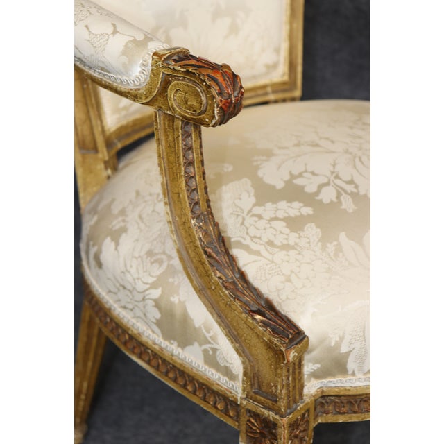 Pair 1920's Louis XVI Style Painted and Distressed Armchairs For Sale - Image 16 of 17