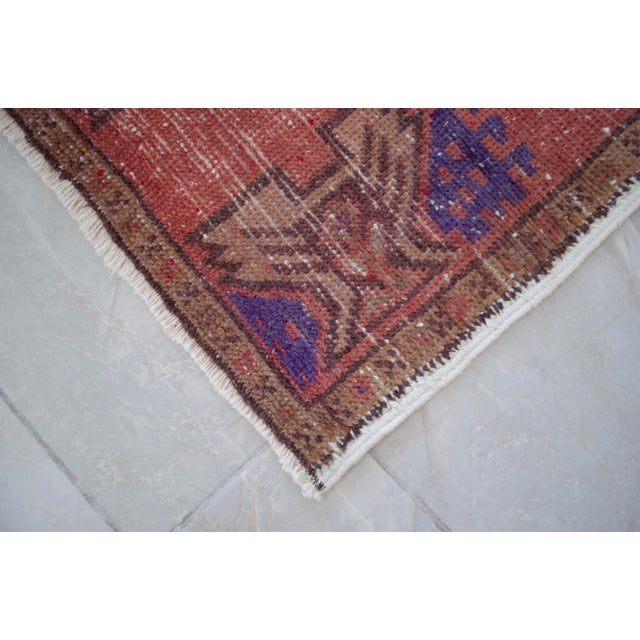 Textile Hand Made Oushak Mat Rug Distressed Small Rug Kitchen Mat - 1'8" X 2'12" For Sale - Image 7 of 8