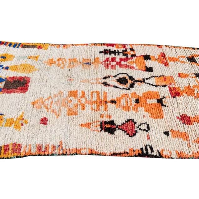 Textile Vintage Tribal Ivory Moroccan Wool Scatter Rug For Sale - Image 7 of 10