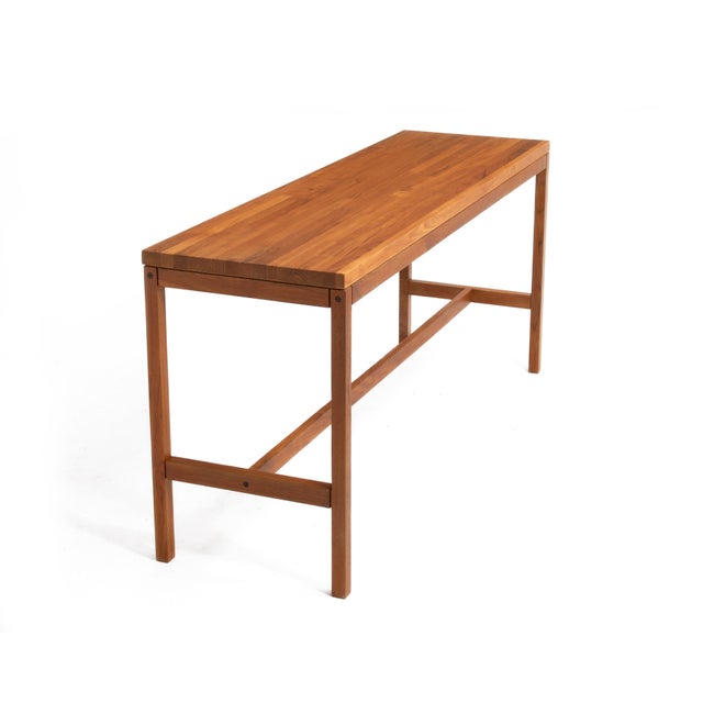 Mid Century Solid Teak Sofa Hall Console Table Thailand Scandinavian 1970s For Sale In Philadelphia - Image 6 of 15