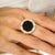 14k Yellow Gold Black Onyx Halo Diamond Cocktail Ring Size 6.5 For Sale - Image 4 of 10