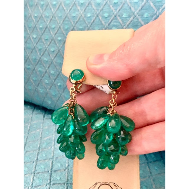 140 Carat Colombian Emerald Briolettes Hanging Drop Earrings 18 Karat Gold, A Pair For Sale - Image 13 of 18