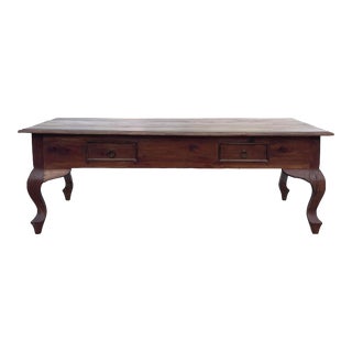 Rustic Coastal Coffee Table With Drawers For Sale