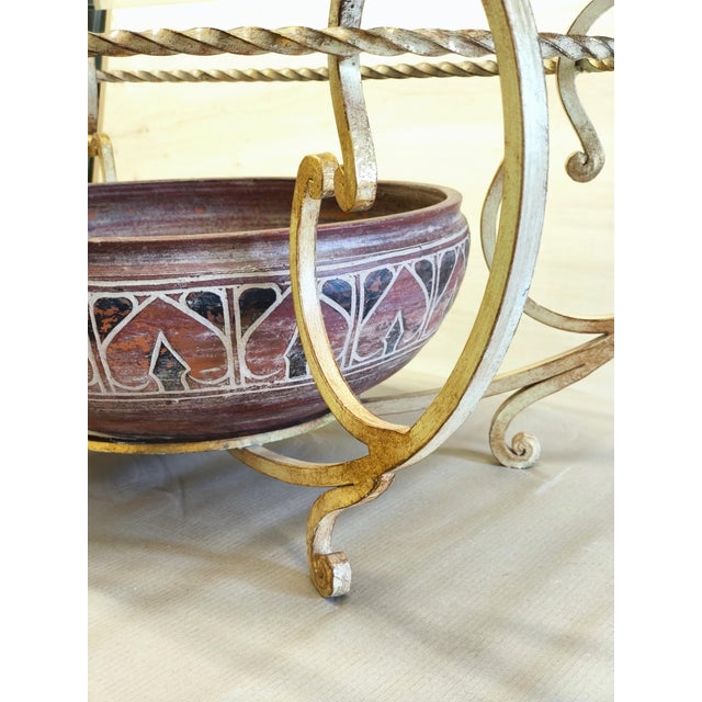 Glass Liberty Jr Coffee Table in Gilded Wrought Iron, Glass, and Art Ceramics, Prato, 1990s For Sale - Image 7 of 9