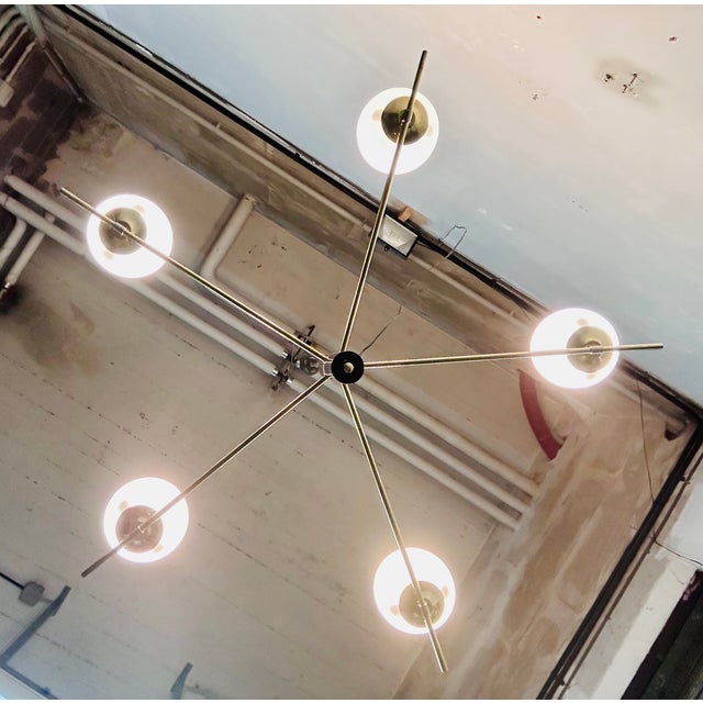 Chandelier with White Opal Spheres, 1960s For Sale - Image 12 of 12