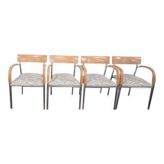 Set of 4 - Bernhardt Dining Chairs W/Zebra Fabric For Sale