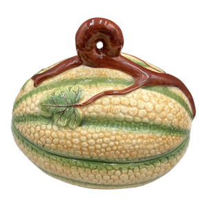 Vintage Mottahedeh Italy Majolica Covered Ceramic Melon Squash Soup Tureen