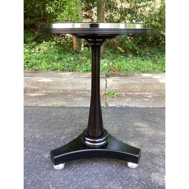 Late 20th Century Late 20th Century Neoclassical Style Black Marble Top Guerridon Side Table For Sale - Image 5 of 7