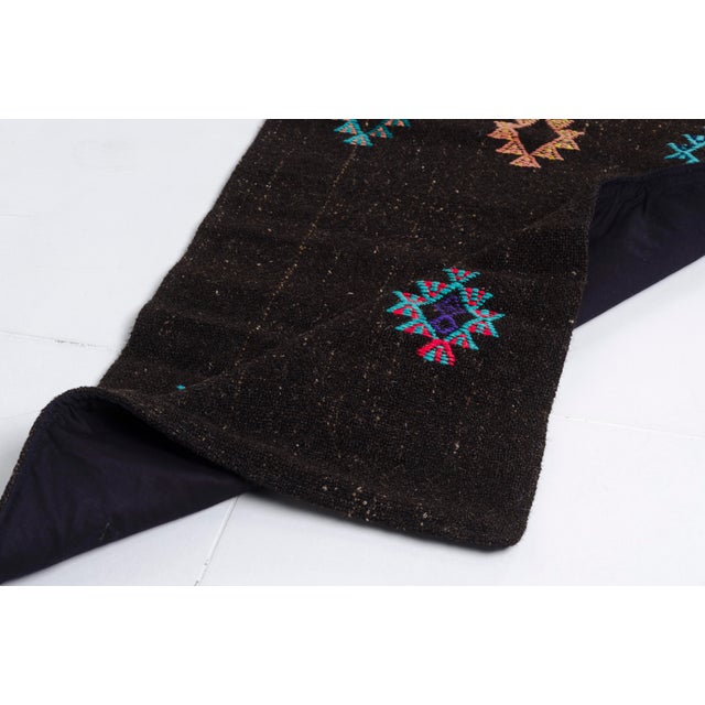 Turkish Organic Vintage Black Kilim Runner For Sale - Image 3 of 10