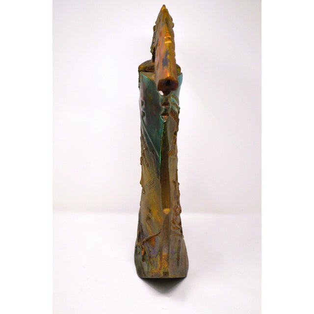 Signed Raku Pottery Abstract Sculptural Art Vase For Sale - Image 4 of 13