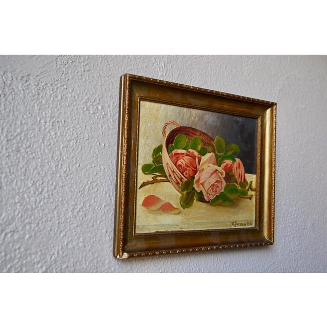 1920s E. Durmann, Academic Roses, 1926, Oil Painting on Canvas, Framed For Sale - Image 5 of 7