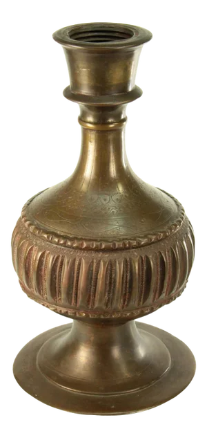 18th Century Brass Mughal India Hookah Vase